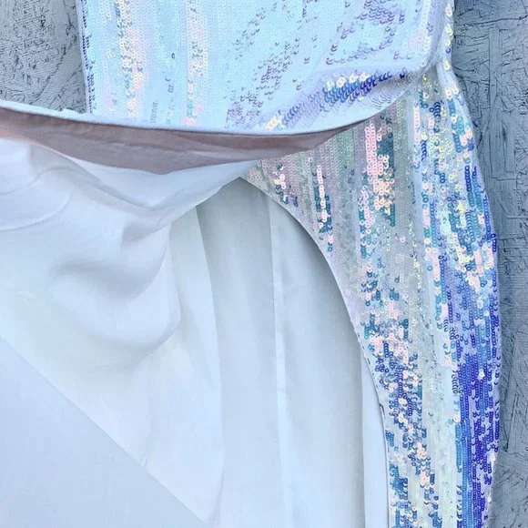 NWT $288 NBD Amethyst Sequin Side Slit Sleeveless Column Maxi Gown Dress M - Picture 8 of 12